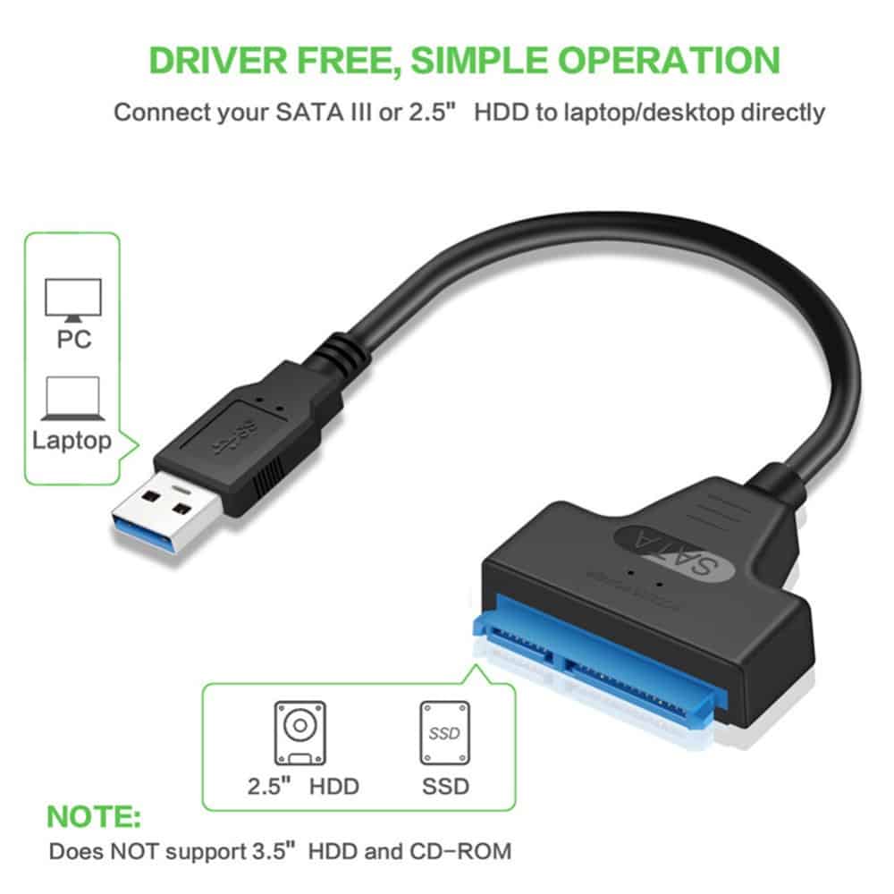câble de convertisseur vers USB 3.0 adaptateur Support 2.5 pouces Ssd Hdd