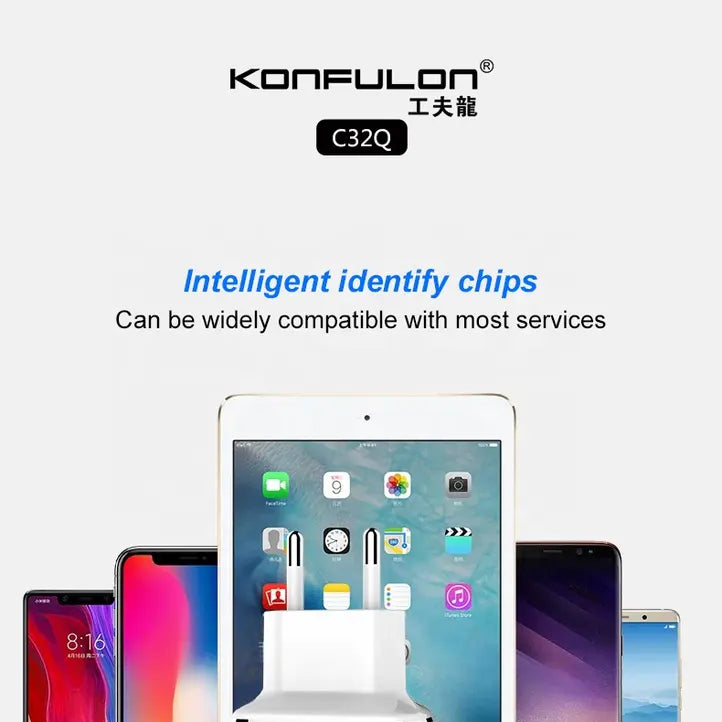 Chargeur Konfulon C32Q QC 3.0 avec Cable Orignal