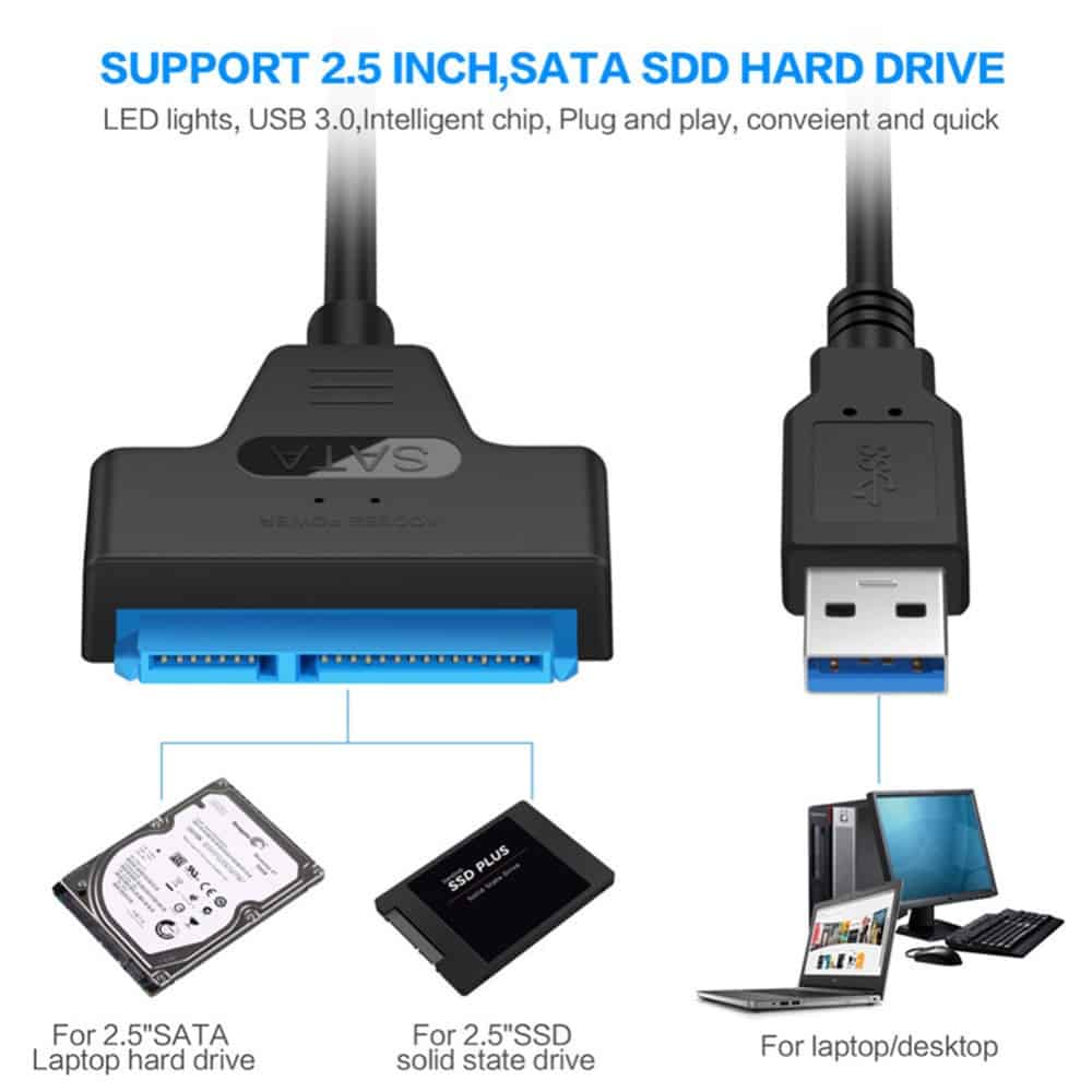 Usb 3.0 Sata adaptateur câble Support 2.5 pouces Ssd Hdd disque dur