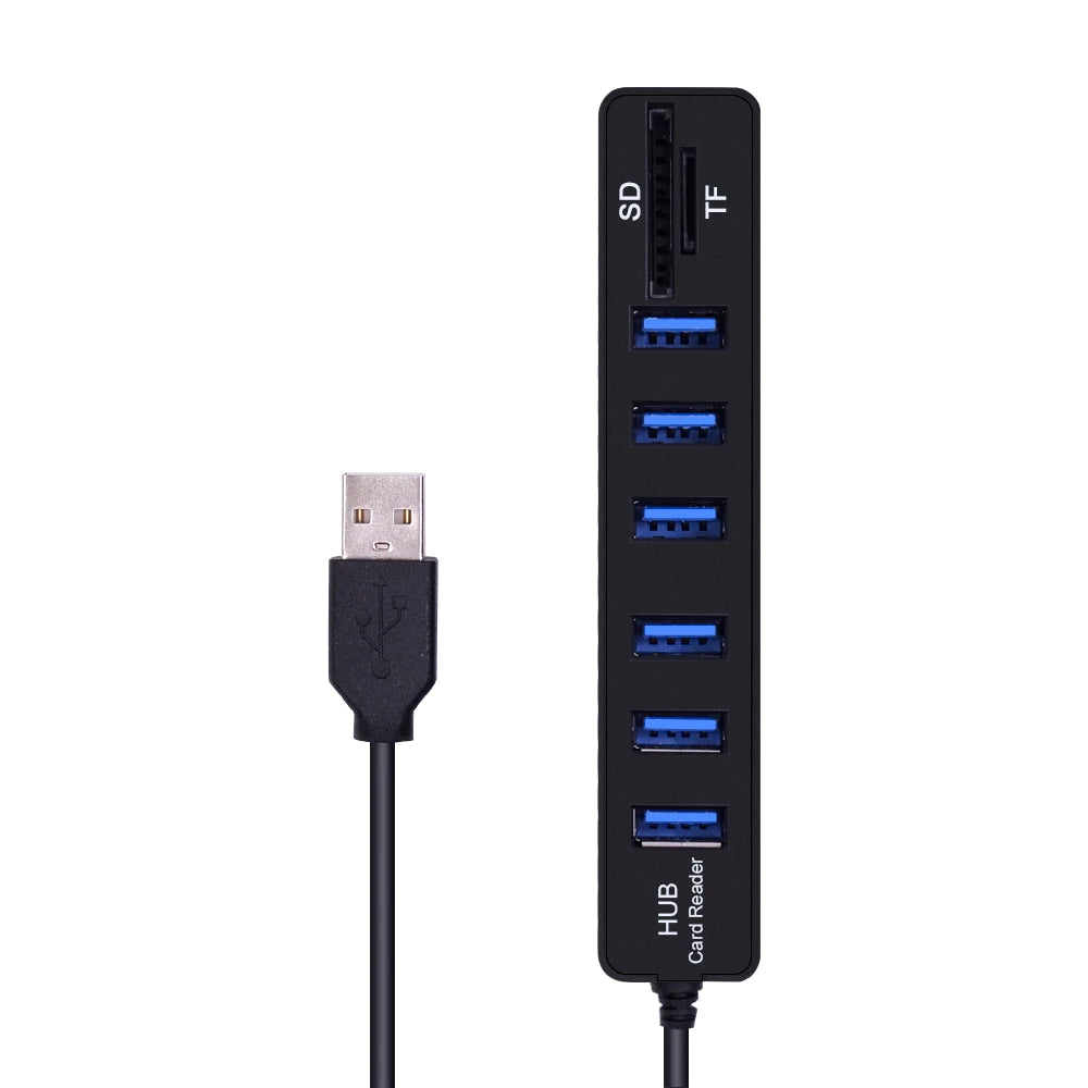 Hub USB combiné 6 Ports et lecteur de cartes SD/TF