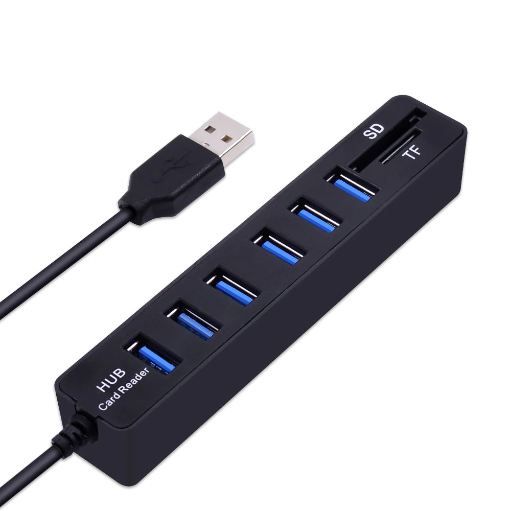 Hub USB combiné 6 Ports et lecteur de cartes SD/TF