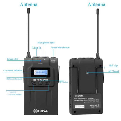 Boya By-Wm8 Pro-K1 Uhf Kit de Microphone Lavalier sans fil pour caméra Eng Efp Dslr
