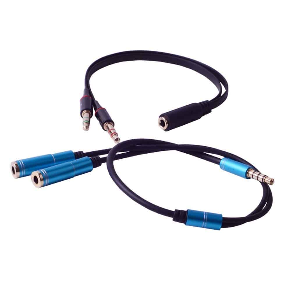 Répartiteur en Y 3,5 mm mâle à 2 ports 3,5 mm femelle pour haut-parleur ordinateur portable Smartphone 30 cm avec connecteur en aluminium