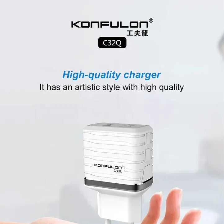 Chargeur Konfulon C32Q QC 3.0 avec Cable Orignal