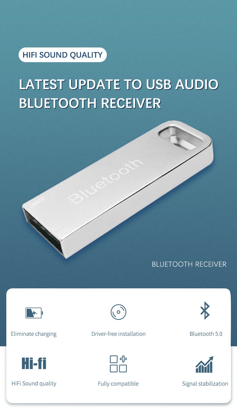 bluetooth 5.0 audio adaptateur Bluetooth émetteur pour USB voiture lecteur MP3 haut-parleur