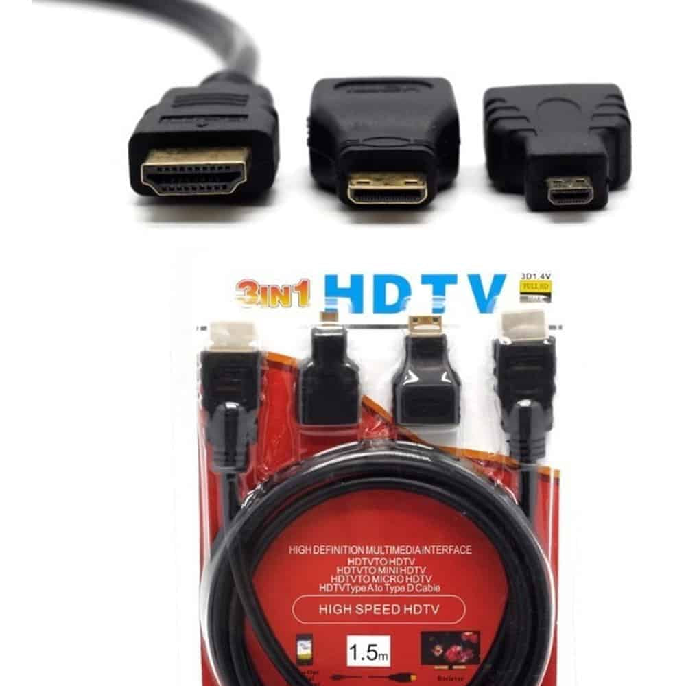 CÂBLES ADAPTATEURS HDMI 3 EN 1 HDMI À MINI / MICRO HDMI POUR TÉLÉPHONE MOBILE PC TV HDMI