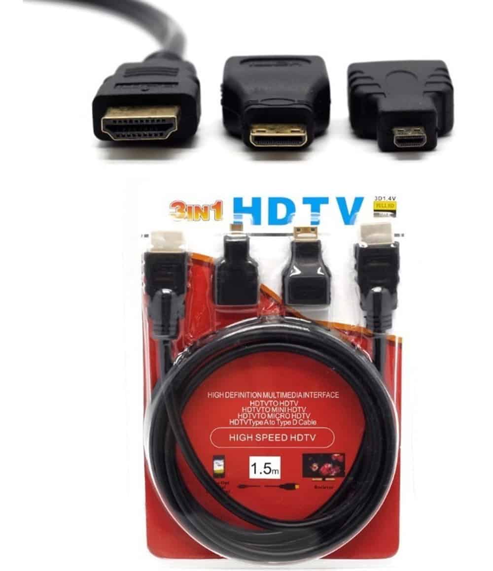 CÂBLES ADAPTATEURS HDMI 3 EN 1 HDMI À MINI / MICRO HDMI POUR TÉLÉPHONE MOBILE PC TV HDMI
