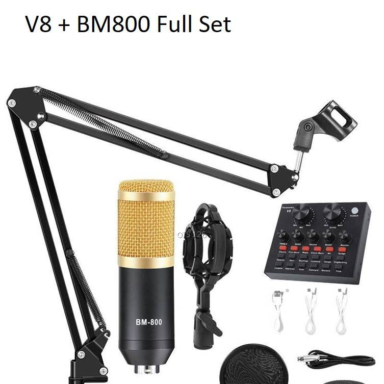 Ensemble Microphone BM800 avec Carte Son V8 (Alimentation 48V nécessaire)