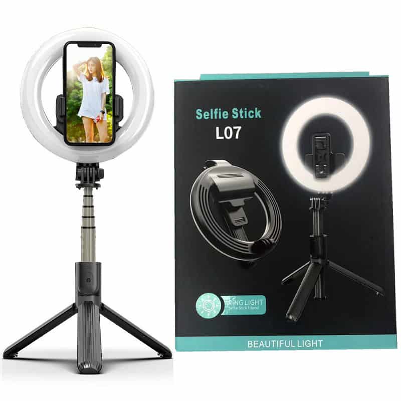 L07 Selfie Stick Support de téléphone Monopode Selfie Ring Light avec trépied