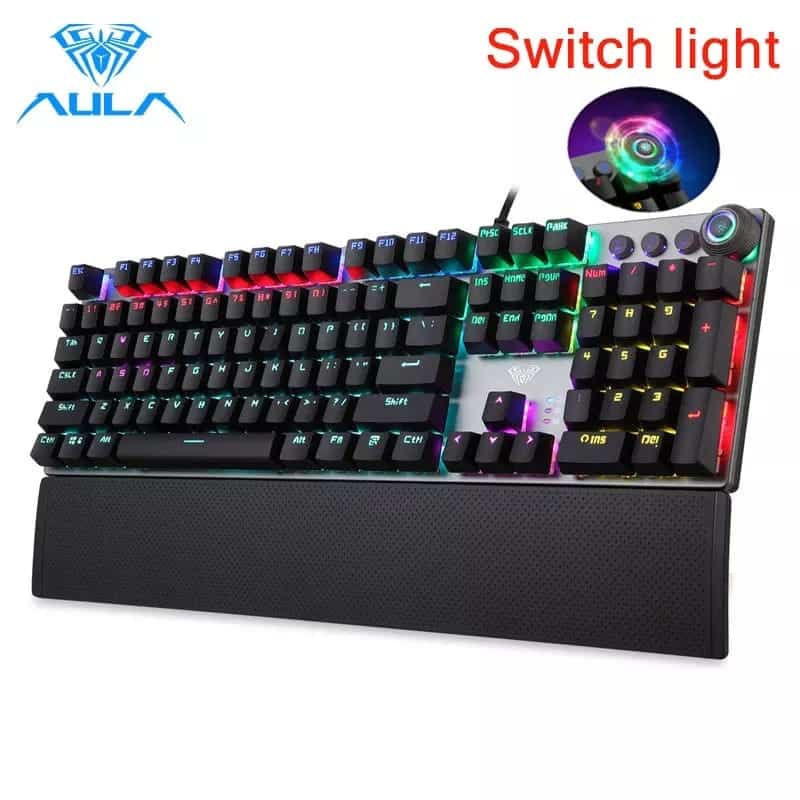 Clavier mécanique de jeu d'aula F2088 commutateur bleu brun a câblé le clavier rétro-éclairé de mélange 104 touches Anti-image fantôme pour le PC de bureau de joueur