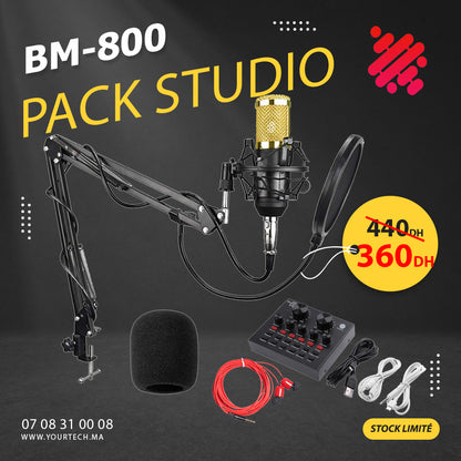 Ensemble Microphone BM800 avec Carte Son V8 (Alimentation 48V nécessaire)