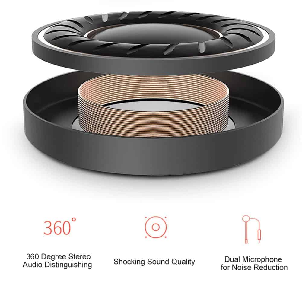 Écouteurs intra-auriculaires à réduction de bruit dynamique de jeu avec isolation acoustique double micro