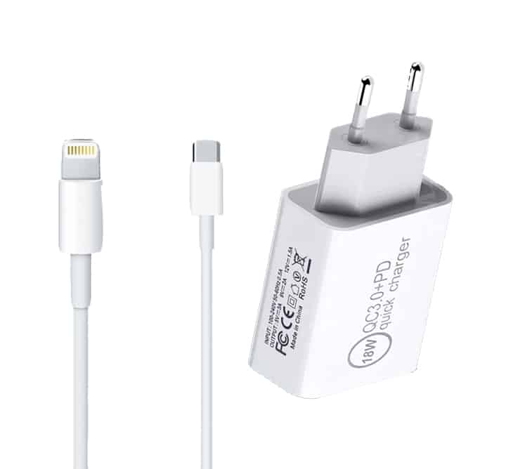 18W PD Type-c Chargeur Rapide pour Apple iPhone 11 Pro 12 XS Puissance Max Téléphone Portable chargeur rapide PD Adaptateur Avec Câble