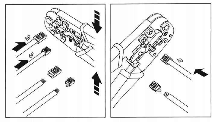 Pince à sertir 8/6 / 4P RJ45 / 12 HANLONG HT-N5684R