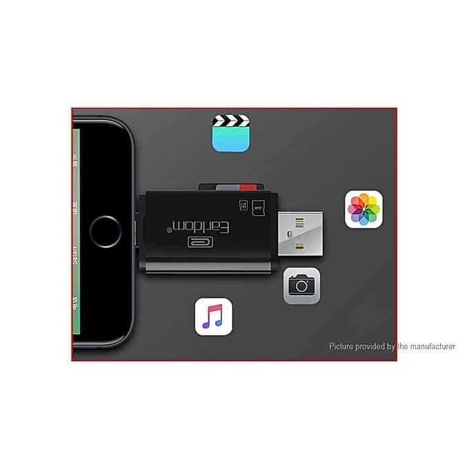 Earldom Lecteur de cartes OTG authentique ET-OT05 3-en 1 -V8 / Micro-USB / USB 3.0 support 32GB microSD / 128GB SD Pour Android et Pc