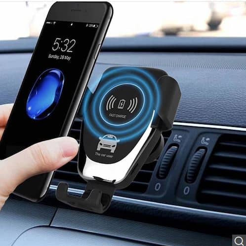 Gocomma 10W QI Support de montage de voiture pour chargeur rapide sans fil - Noir