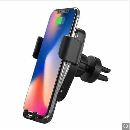 Gocomma 10W QI Support de montage de voiture pour chargeur rapide sans fil - Noir