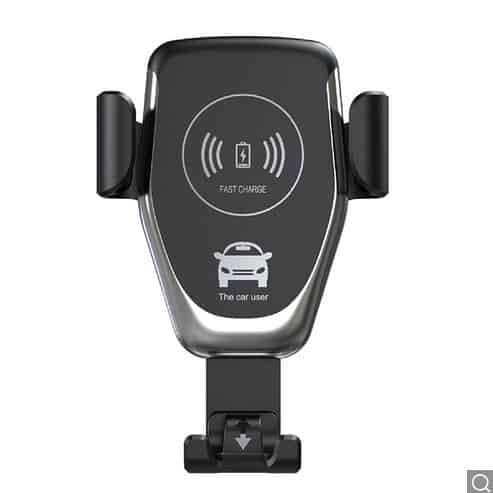 Gocomma 10W QI Support de montage de voiture pour chargeur rapide sans fil - Noir