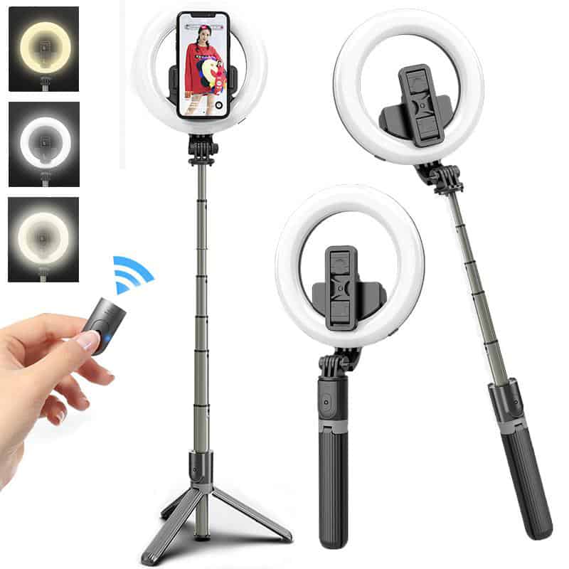 L07 Selfie Stick Support de téléphone Monopode Selfie Ring Light avec trépied