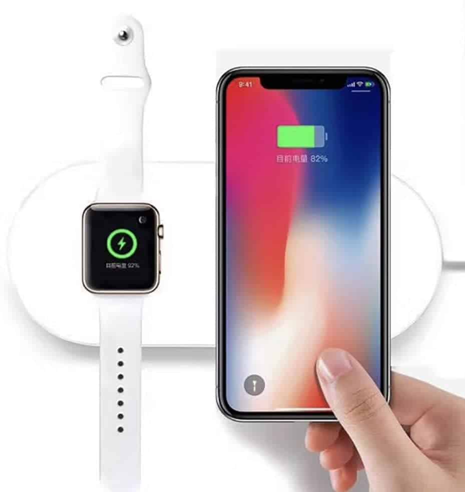 Chargeur sans fil FACEVER 2 en 1 Qi Compatible Apple Watch iWatch Series 3 2 & Qi-Enable Smartphone, Chargeur rapide Compatible iPhone X XS MAX XR 8 8 Plus, Samsung S9 S8 S7 S6 Edge + Note 8, Blanc
