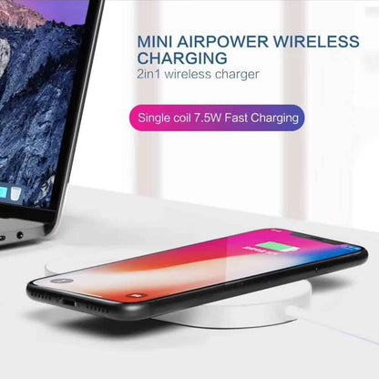 Chargeur sans fil FACEVER 2 en 1 Qi Compatible Apple Watch iWatch Series 3 2 & Qi-Enable Smartphone, Chargeur rapide Compatible iPhone X XS MAX XR 8 8 Plus, Samsung S9 S8 S7 S6 Edge + Note 8, Blanc