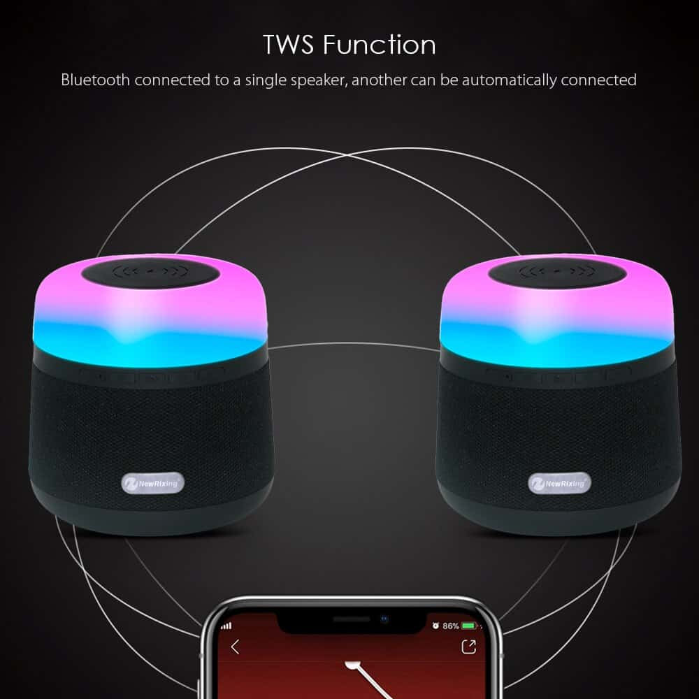 NewRixing Haut-parleur NR-3500 LED stéréo - Bluetooth - chargeur sans fil lampe de Camping TWS Chargeur sans fil rapide