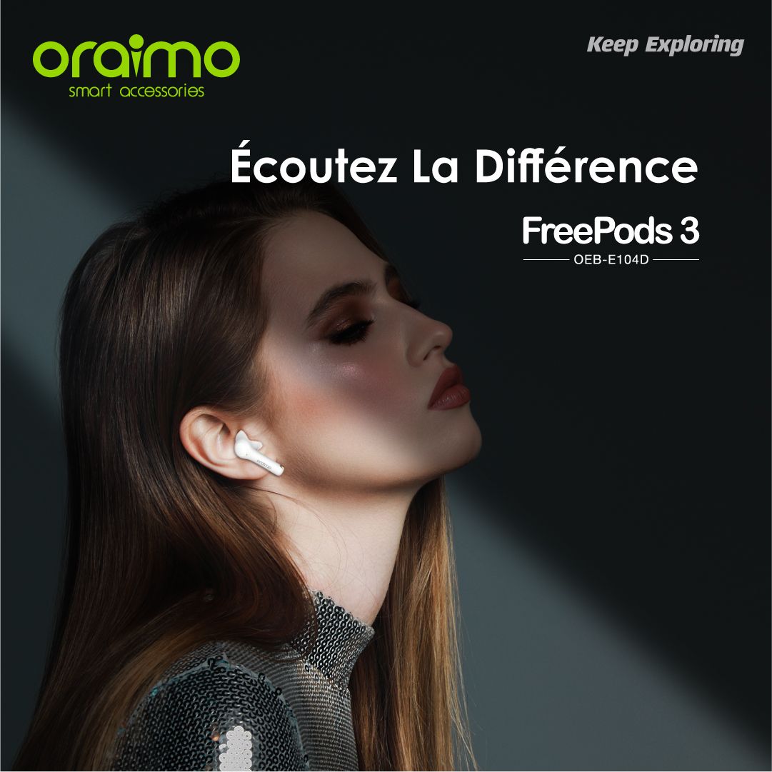 écouteurs Bluetooth Oraimo freepods 3 Avec Micro - Noir