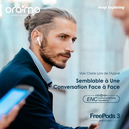 écouteurs Bluetooth Oraimo freepods 3 Avec Micro - Noir