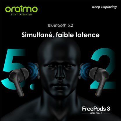 écouteurs Bluetooth Oraimo freepods 3 Avec Micro - Noir
