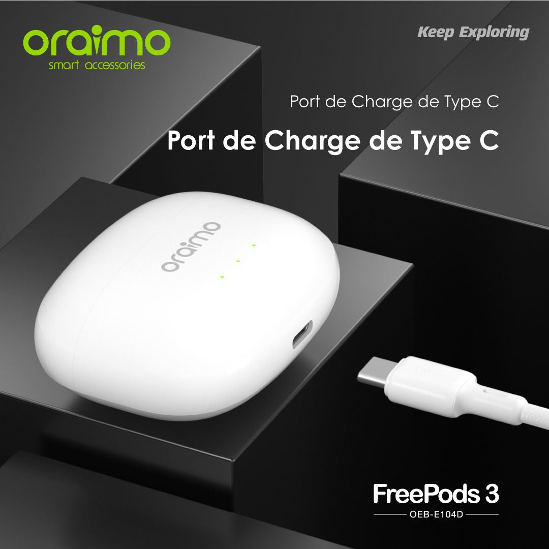 écouteurs Bluetooth Oraimo freepods 3 Avec Micro - Noir