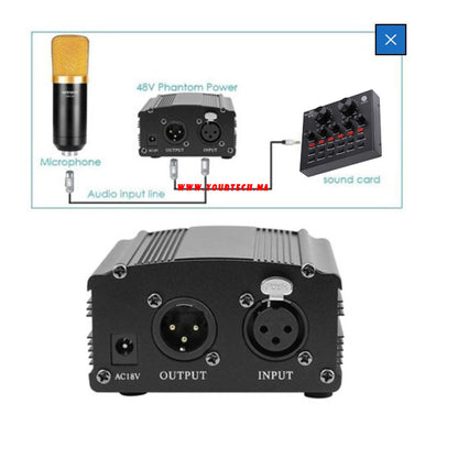 Microphone BM800 avec carte son V8 et alimentation 48V