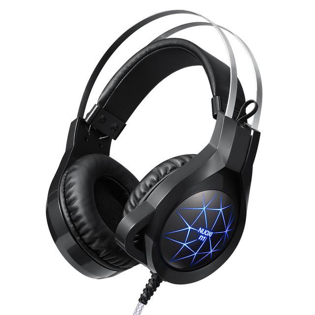 Casque de jeu NUOXI N1, isolation du bruit stéréo basse filaire de 3,5 mm avec microphone LED de respiration à 7 couleurs