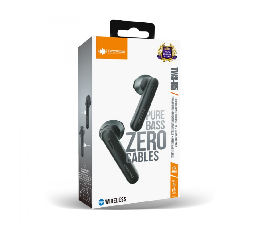Écouteur stéréo sans fil Bluetooth DeepBass TWS R5 - Noir