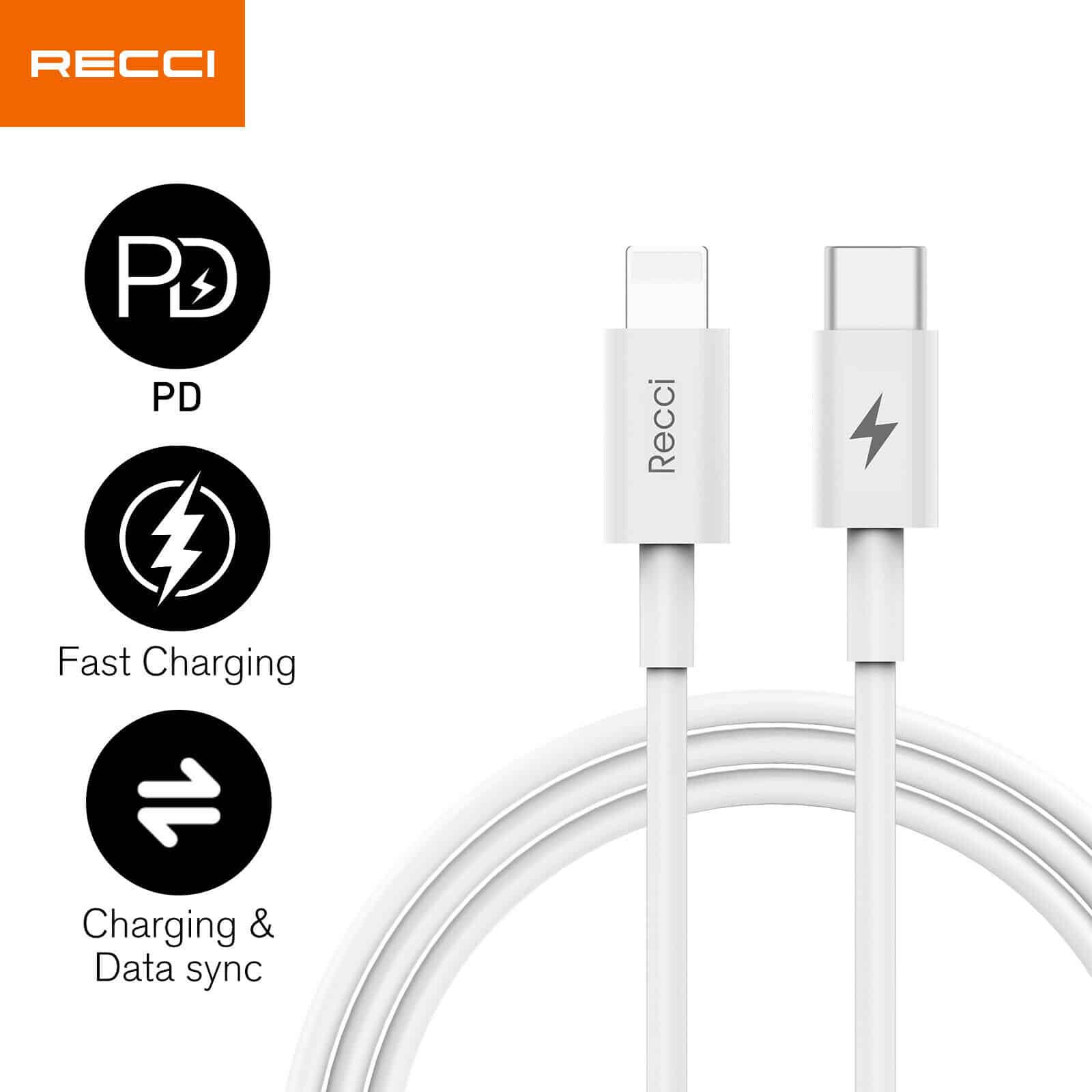 RECCI Type-C TO Lightning PD 18W Power Delivery Câble de charge rapide pour Iphone C