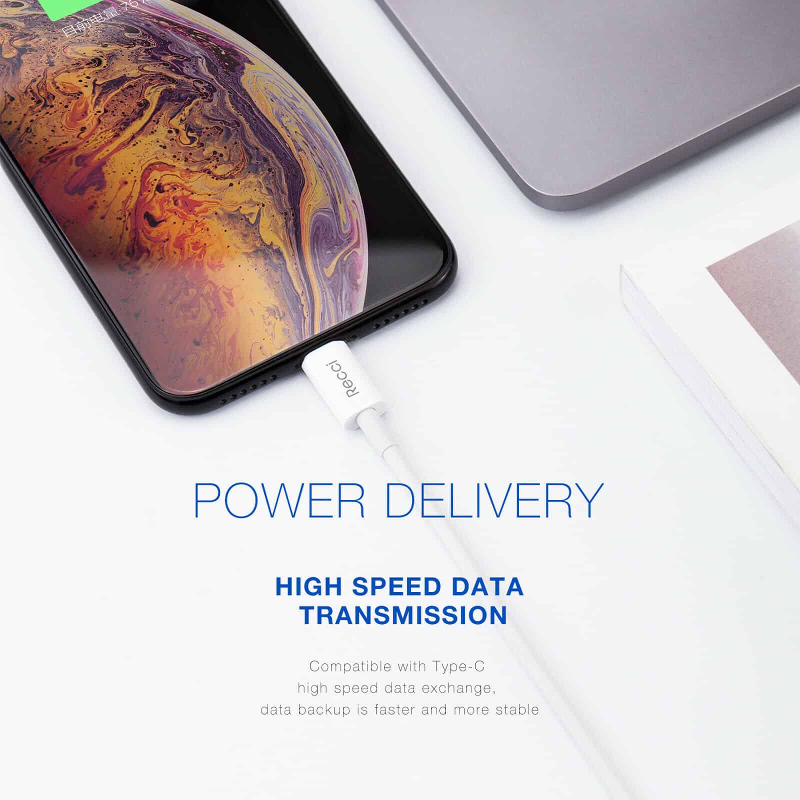 RECCI Type-C TO Lightning PD 18W Power Delivery Câble de charge rapide pour Iphone C