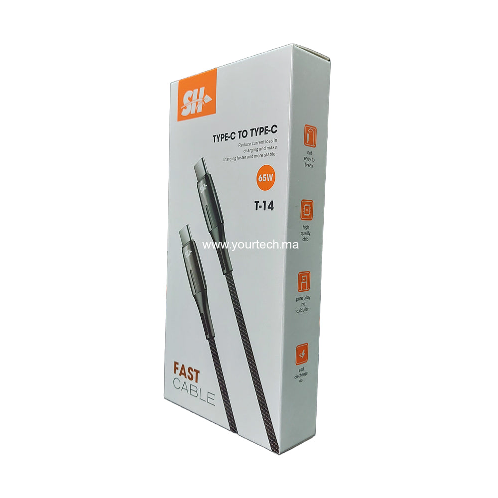 Cable Type C vers Type C 65W Fast Charge