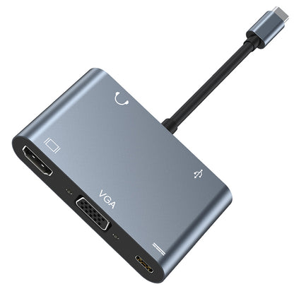 Hub USB multifonction 5-en-1 Type C vers HDMI, VGA, USB 3.0, PD et aux