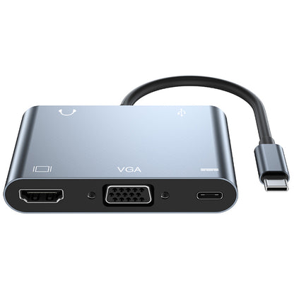 Hub USB multifonction 5-en-1 Type C vers HDMI, VGA, USB 3.0, PD et aux