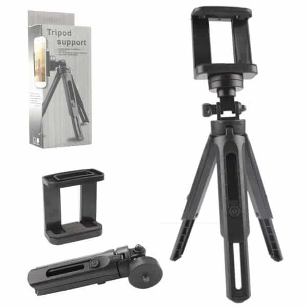 Support de trépied 360 tête pivotante et réglable en hauteur