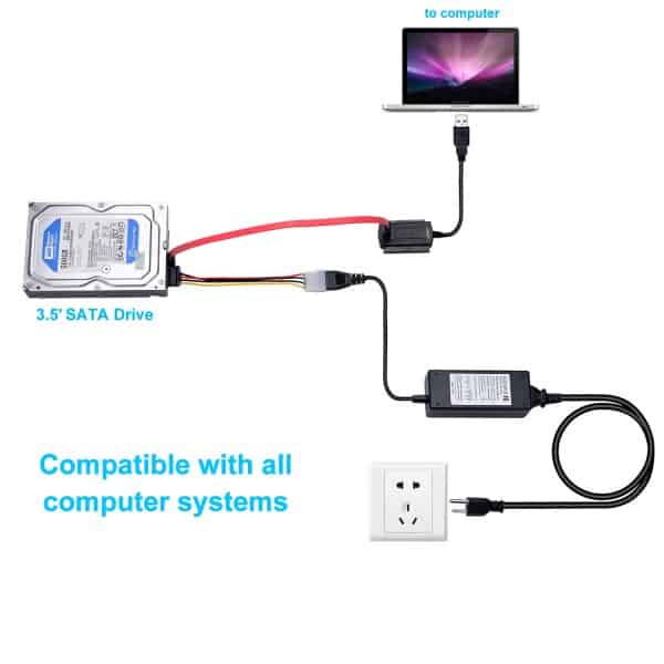 USB à SATA IDE 2.5 3.5 Câble adaptateur convertisseur pour HDD/SSD disque dur CD/DVD/RW CD-ROM